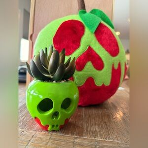 Disney Green and Red Poison Apple Planter and pillow